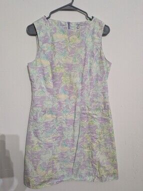 Vintage Lilly Pulitzer Pastel Floral Sleeveless Midi Shift Dressn